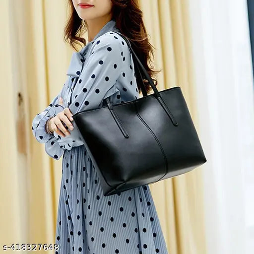 Black New Women's Bags Large Capacity Tote Handbags Solid PU Leather Shoulder Bag Fashion Simple Ladies Crossbody Bags