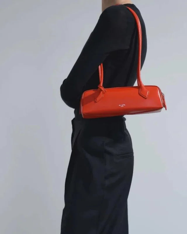 Vintage Cowhide Leather Underarm Handbag for Women - Korean Style Shoulder Bag