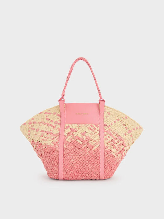 Shalia Raffia Basket Bag - Guava Pink
