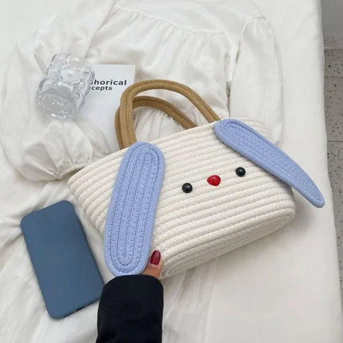 Cute Cartoon Bag Shopper Woven Casual Handbags