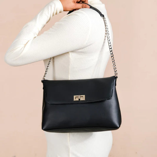 Sleek Black Shoulder Bag For Women