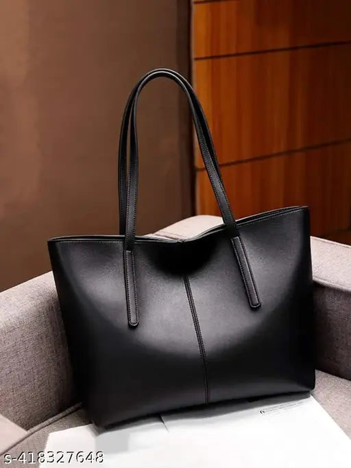 Black New Women's Bags Large Capacity Tote Handbags Solid PU Leather Shoulder Bag Fashion Simple Ladies Crossbody Bags