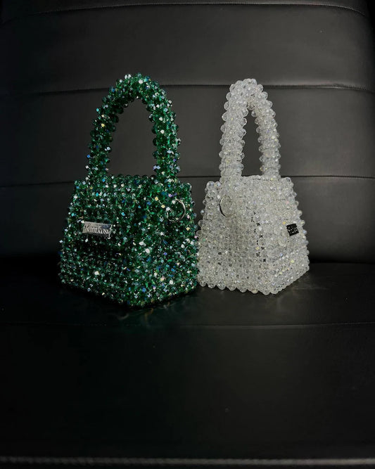 Red Crystal Embellished Nano Bag