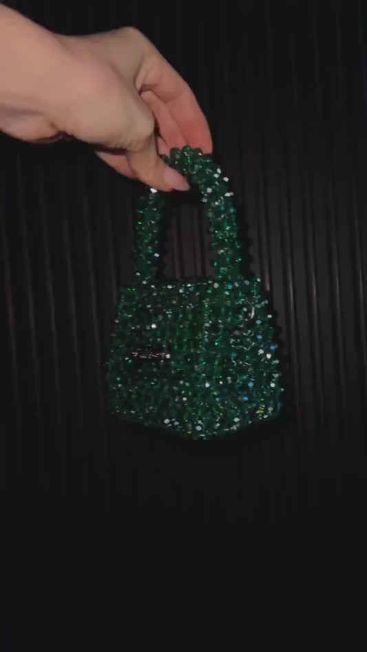 Red Crystal Embellished Nano Bag